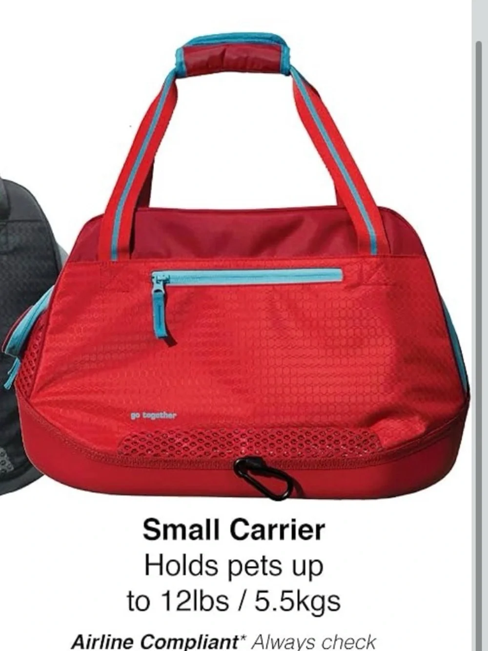 Kurgo Red Dog Carrier Shoulder Bag with Blue Trim size S